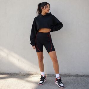 Jordan Essentials Bike Shorts Women’s S Black Red Mid Rise Athletic